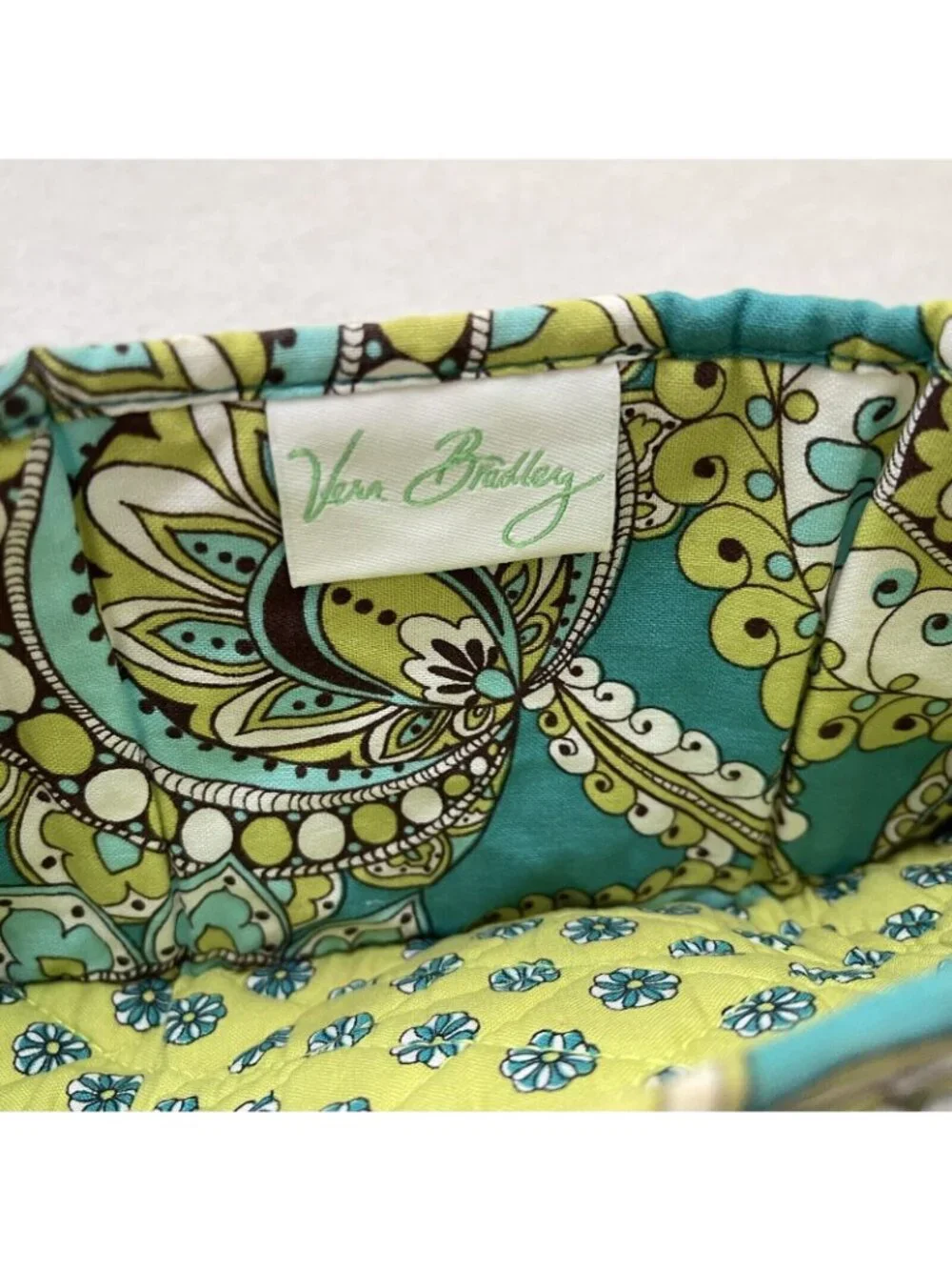 Vera Bradley Mini Trifold Wallet Peacock Turquoise Paisley Retired Pattern Y2K